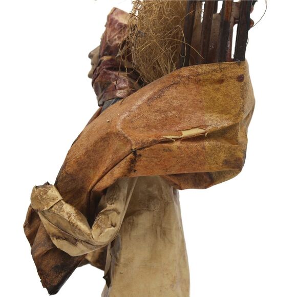 Vintage Mexican Folk Art Paper Mache Sculpture Woman Villager Figurine 11.5" - Picture 3 of 6